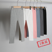 纯棉灰色宝宝厚长裤 款 子 春秋白色春外穿儿童女黑色春季 女童打底裤