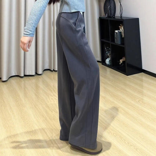 美式香蕉运动裤女秋冬季加绒加厚lulu同款卫裤直筒宽松窄版阔腿裤