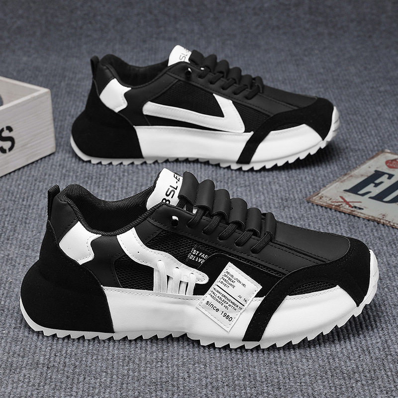 阿甘男鞋春季透气百搭一脚蹬运动休闲板鞋跑步厚底内增高