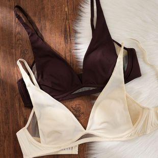 小奶皮夏季 超薄无痕透气兔耳内衣女微聚拢无钢圈防下垂收副乳文胸