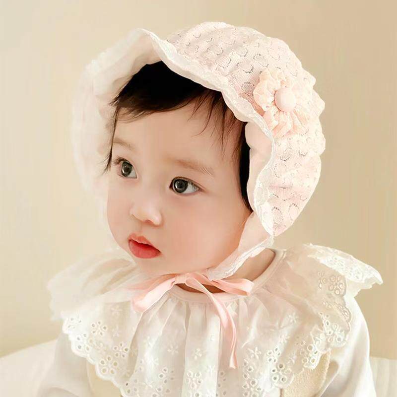 春夏婴儿帽子公主夏季薄款宝宝可爱遮阳帽遮阳渔夫帽蕾丝防晒盆帽