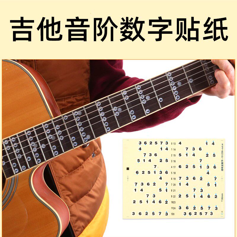 吉他贴纸指板不留胶简谱音阶数字指板音阶初学者辅助贴纸乐器配件