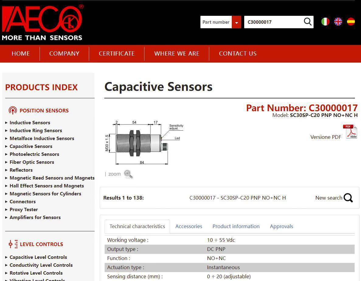 SC30SP-C20 PNP NO+NC H AECO ITALY 电子元器件市场 连接器 原图主图