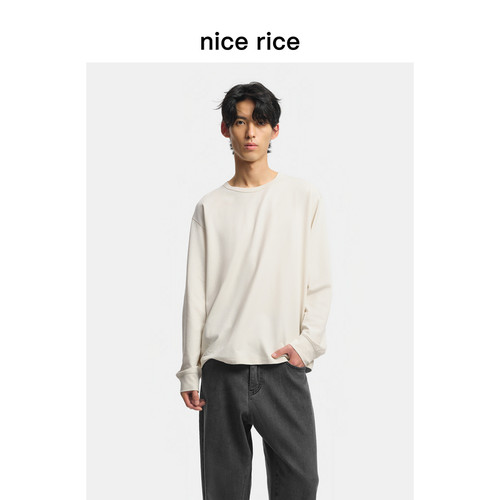 nicerice好饭宽松大领口长袖T恤