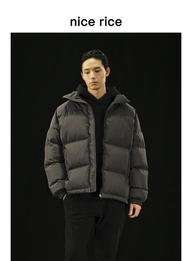 nice rice好饭 r.系列经典拉链立领休闲白鸭绒加厚羽绒服NCD10050