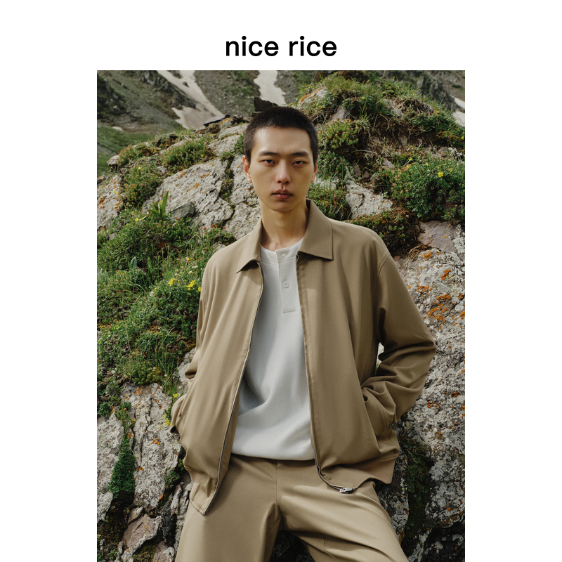 nicerice好饭翻领拉链宽松夹克