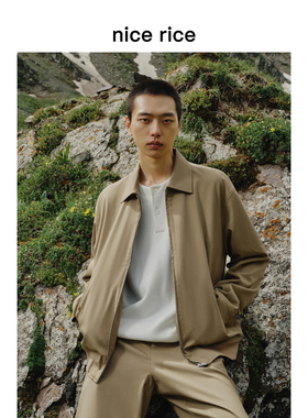 nice rice好饭 秋季棉氨混纺挺括翻领拉链宽松休闲夹克NGQ06013