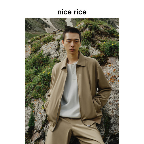 nicerice好饭翻领拉链宽松夹克
