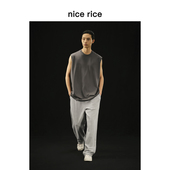 NGC12078 r.系列350G全棉磨毛抽绳宽松休闲直筒卫裤 nice rice好饭