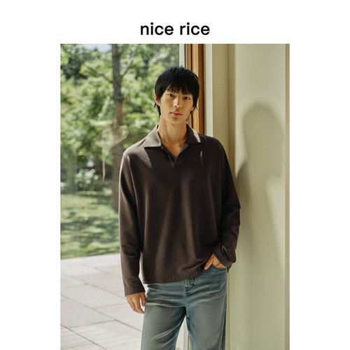 nicerice好饭古巴领长袖T恤