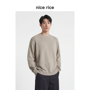 rice好饭 针织衫 26春季 宽松罗纹圆领套头长袖 男DIC05150 新品 nice