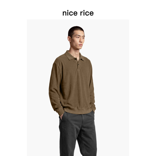 nicerice好饭宽松polo领长袖T恤