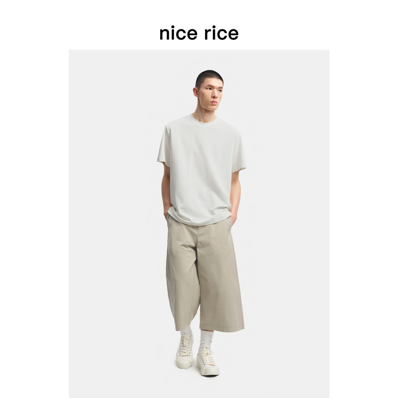 nice rice好饭 26夏季新品内抽绳斜插袋宽松休闲八分裤男NIX11123
