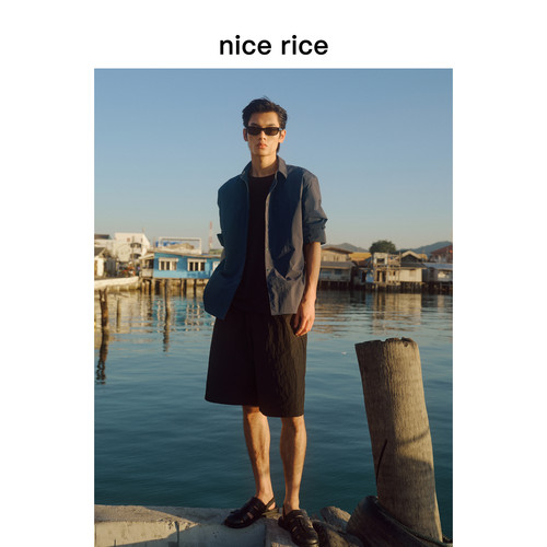 nicerice好饭微皱光泽肌理短裤