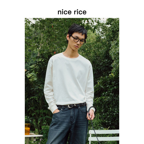 nicerice好饭直身磨毛长袖T恤