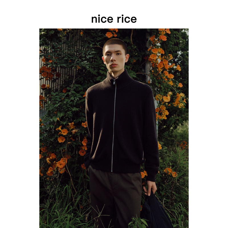 nicerice好饭拉链针织开衫