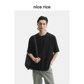 nice T恤男NHC02082 莱赛尔混纺240G圆领大廓形短袖 rice好饭 春季