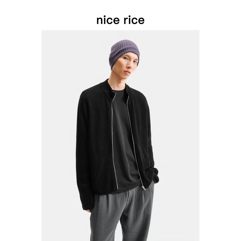nicerice好饭直身拉链开衫毛衣