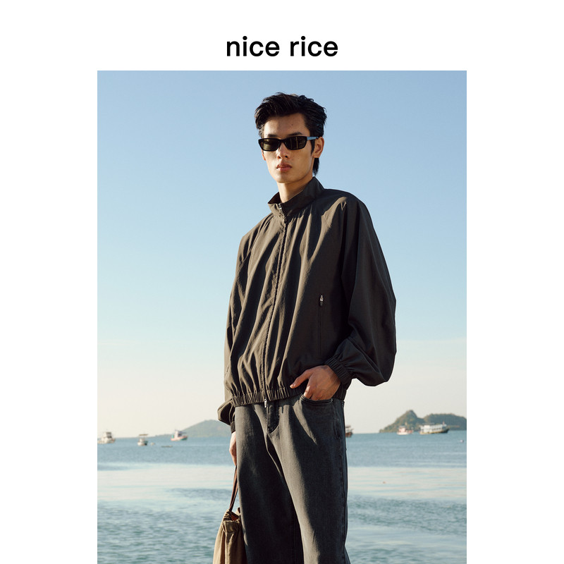 nice rice好饭 26春季新品小高领廓形插肩袖短款夹克外套NIC06046