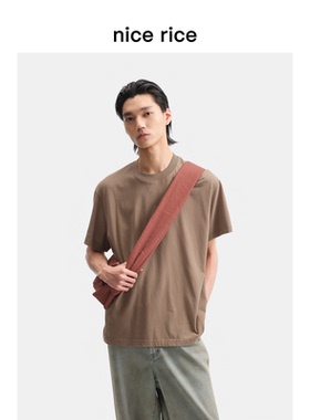 nice rice好饭 夏季150G全棉复古水洗感宽松针织短袖T恤NHX02081