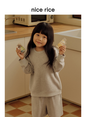 nice rice好饭 童装有机棉250G儿童宽松休闲圆领套头卫衣NGC04060
