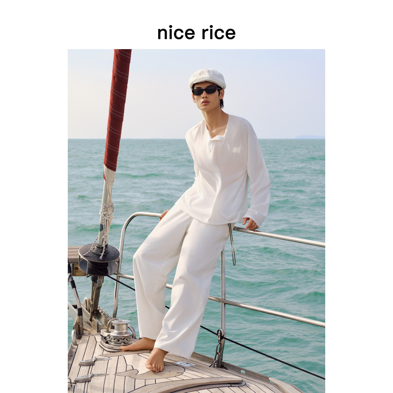 nice rice好饭 26夏季新品全棉直筒斜纹工装男士休闲长裤NIX11005