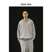nice rice好饭 r.系列350G全棉针织休闲宽松套头连帽卫衣NGC04077