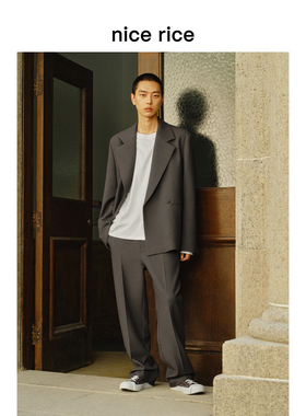 nice rice好饭 秋季简约斜插袋烫挺缝线直筒男士休闲西裤NGQ20009