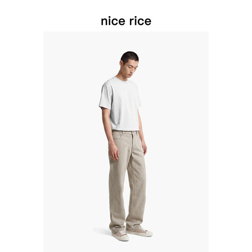 nicerice好饭水洗做旧休闲裤