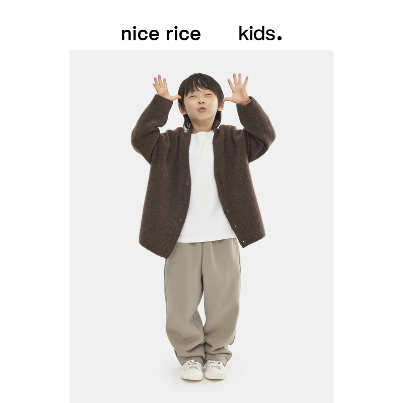 nicerice好饭绒底休闲直筒卫裤