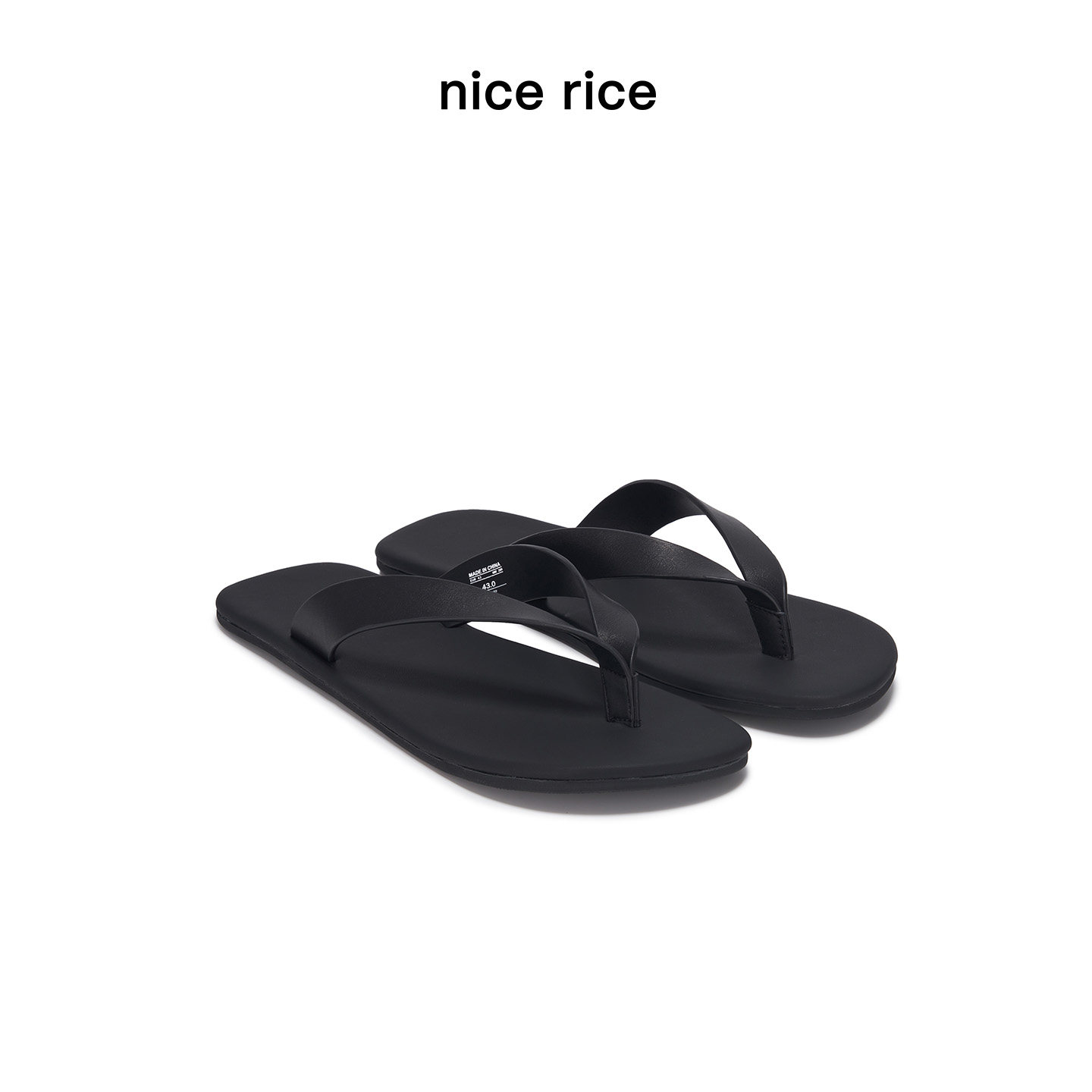 nice rice好饭 26夏季新品牛皮革男士夹脚平底人字拖拖鞋NIX27159