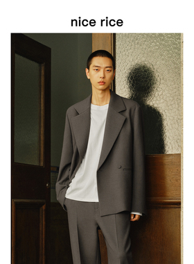 nice rice好饭 秋季经典平驳领袖开衩宽松休闲西装外套男NGQ19008