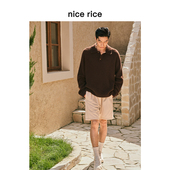 nice rice好饭 羊毛混纺拉毛宽松休闲纯色polo翻领毛衣NFQ05034