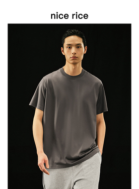 nice rice好饭 r.系列240G匹马棉休闲罗纹圆领短袖T恤男NGC02073