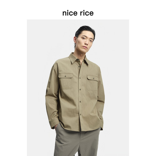 nicerice好饭工装贴袋长袖衬衫