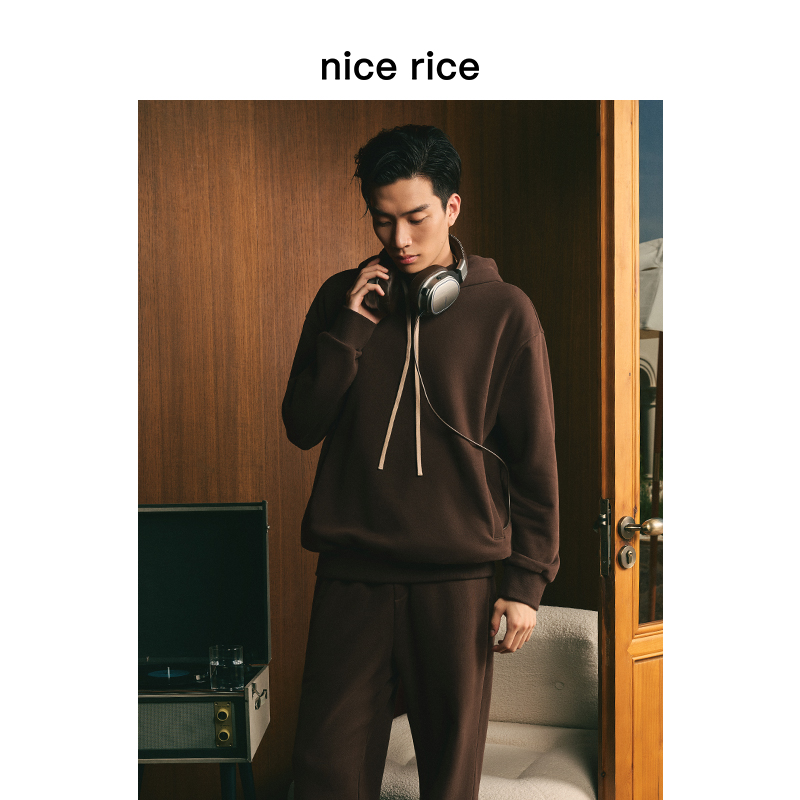 nicerice好饭休闲抽绳连帽卫衣
