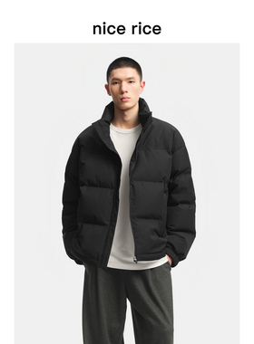 nice rice好饭 r.系列经典白鸭绒宽松休闲拉链立领羽绒服NHD10092