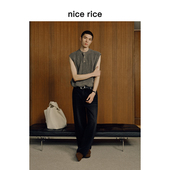 rice好饭 25秋季 新品 nice 宽松后袋撞钉猫须水洗牛仔裤 男NHQ13019