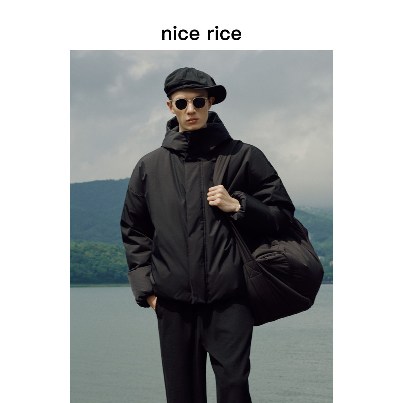 nicerice好饭短款连帽羽绒服