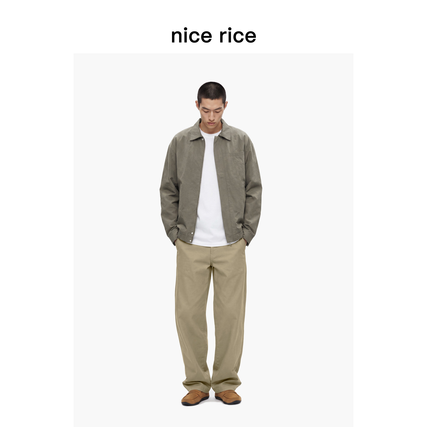 nice rice好饭 26夏季新品斜插袋宽松半松紧腰男士休闲裤DIX11167