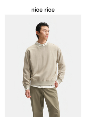 nice rice好饭 春季290G全棉肌理圆领宽松休闲男士卫衣NHC04012