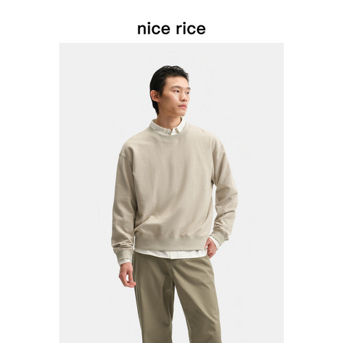 nicerice好饭肌理圆领宽松卫衣