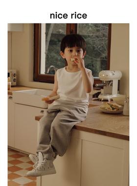 nice rice好饭 童装有机棉毛圈布250G儿童休闲收脚卫裤NGC12081