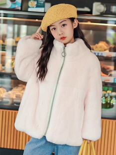 冬季童装儿童皮草外套真獭兔毛皮毛一体男女童中大童宝宝毛毛外套