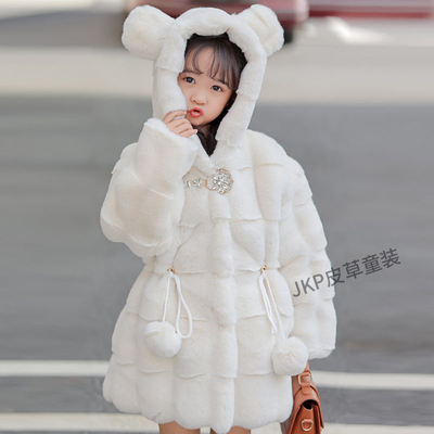 秋冬季女童仿水貂毛皮草外套加厚