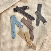 牛仔帆布贴合真皮手表带适配精工水鬼卡西欧通用型表链18 22mm