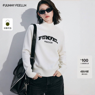 【100纯羊毛】FF仿佛针织衫女2025冬新款半高领软糯羊毛毛衫上衣