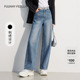 显瘦直筒牛仔裤 春夏宽松复古高腰阔腿长裤 折扣新降 FF仿佛女装
