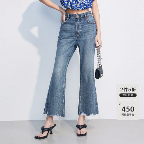 美式复古水洗做旧牛仔裤女