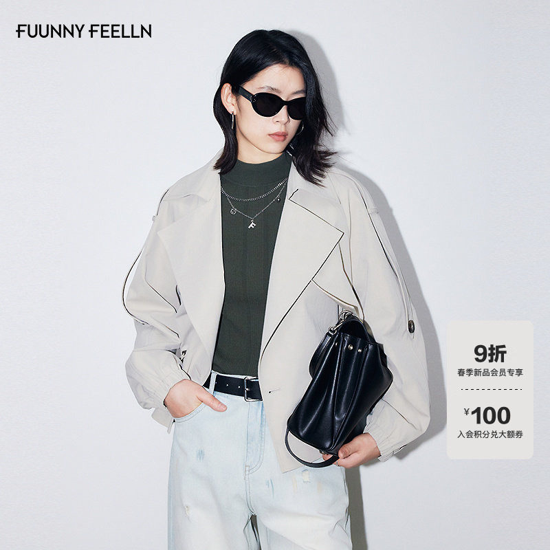 FF仿佛短外套女2026春新款复古大翻领肩章风衣飞行员夹克短款外套,女装/女士精品,风衣,淘宝优惠券,粉丝福利购,淘宝优惠卷